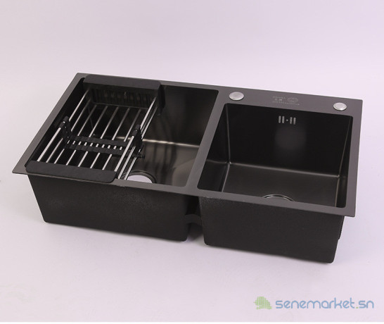 evier-de-cuisine-2-bac-style-americain-avec-robinet-noir-big-0