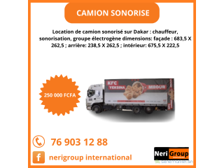 CAMION SONORISE EN LOCATION SUR DAKAR.