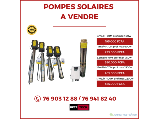 POMPES SOLAIRES DE 3M3/H ET 17M3/H A VENDRE AU SENEGAL.