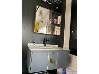 Meuble lavabo avec vasque + robinet mitigeur avec 2 tiroirs de rangement design