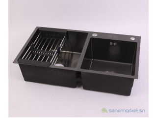 Évier de cuisine 2 bac style américain noir