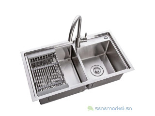 Evier 2 bac couleur argentin en inox