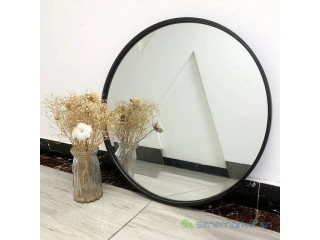 Miroir simple forme rond noir