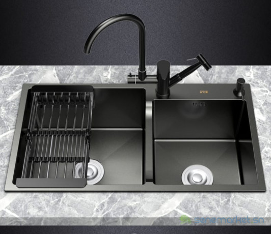 evier-de-cuisine-2-bac-style-americain-avec-robinet-mitigeur-et-un-distributeur-de-savon-big-0