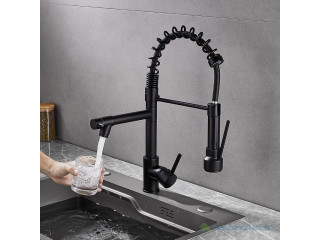 Robinet de cuisine mitigeur noir avec douchette