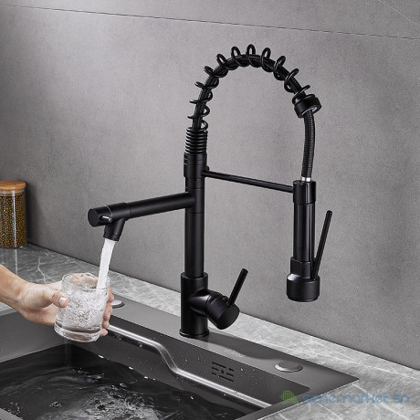robinet-de-cuisine-mitigeur-noir-avec-douchette-big-0