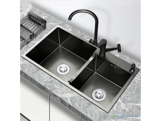 Bassin de cuisine 2 bac style américain avec un robinet simple