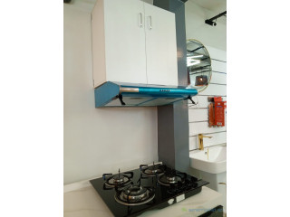 Étagère murale 2 portes + hotte de cuisine + plaque de cuisson à gaz