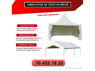 FABRICATION DE TENTES EN BÂCHES GALVANISE