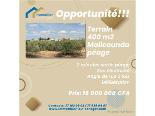 Terrains 400 mètres carrés à Malicounda Péage Sn