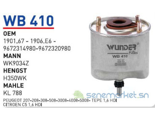 Peugeot / Citroen filtre gasoil 1,6 HDI / DV6C