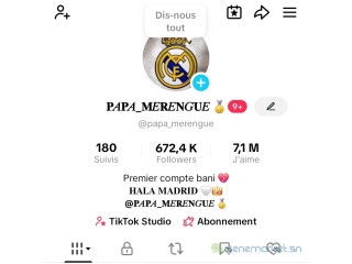 Un compte TikTok spécialisé dans le football avec 672k abonnés réels et actifs de passionnés de foot