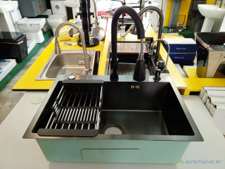 Evier 1 bac noir avec robinet