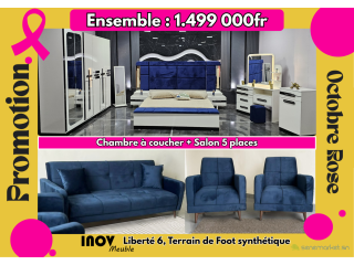 Ensemble Chambres à coucher VIP + Salons 5 places octobre rose