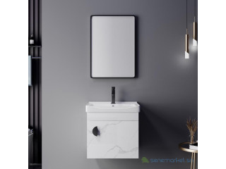 Promotion Ramadan : meuble vasque avec miroir et rangement dimension 50cm