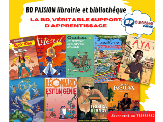 Achat bandes dessinées et inscription bibliothèque à BD passion librairie et bibliothèque