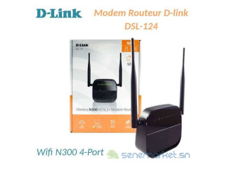 D-Link Modem Routeur Wi-Fi D-Link DSL-124 N300 ADSL2+