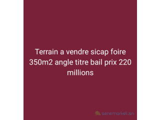 Un terrain angle 350 metres carré,sicap foir