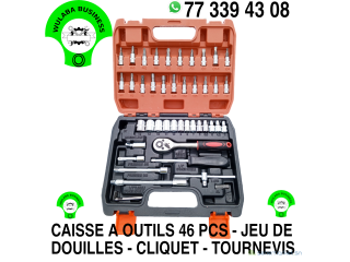 CAISSE A OUTILS 46 PIÈCES DOUILLES - CLIQUET AVEC RALLONGE